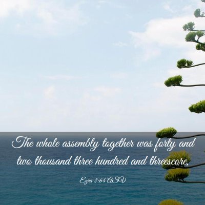 Picture 03 - Ezra 2:64 ASV - The whole assembly together was forty and two - Bible Verse Picture