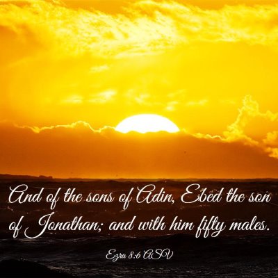 Picture 03 - Ezra 8:6 ASV - And of the sons of Adin, Ebed the son of - Bible Verse Picture