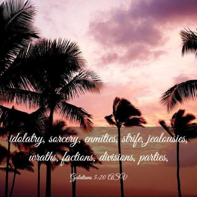 Picture 03 - Galatians 5:20 ASV - idolatry, sorcery, enmities, strife, jealousies, - Bible Verse Picture
