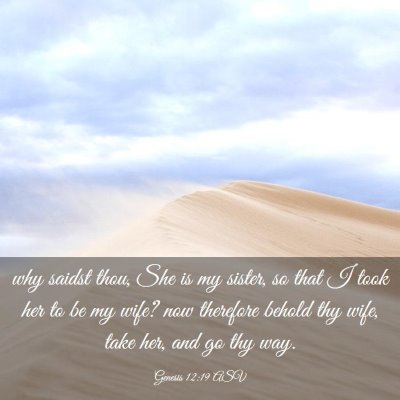 Picture 03 - Genesis 12:19 ASV - why saidst thou, She is my sister, so that I took - Bible Verse Picture