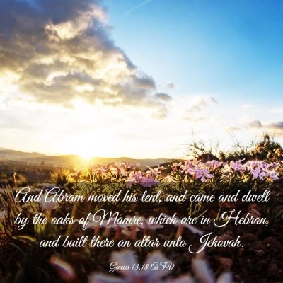 Picture 03 - Genesis 13:18 ASV - And Abram moved his tent, and came and dwelt by - Bible Verse Picture