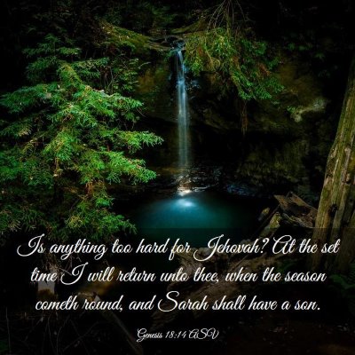 Picture 03 - Genesis 18:14 ASV - Is anything too hard for Jehovah? At the set time - Bible Verse Picture