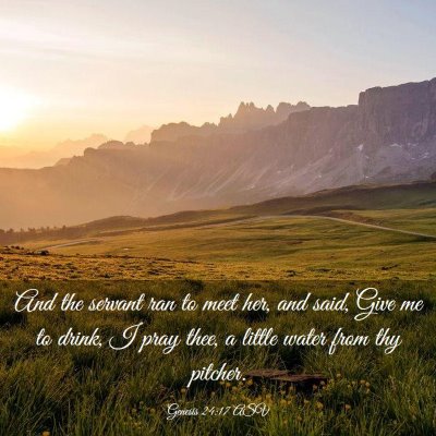 Picture 03 - Genesis 24:17 ASV - And the servant ran to meet her, and said, Give - Bible Verse Picture