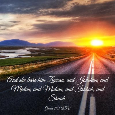 Picture 03 - Genesis 25:2 ASV - And she bare him Zimran, and Jokshan, and Medan, - Bible Verse Picture