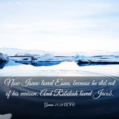 Picture 03 - Genesis 25:28 ASV - Now Isaac loved Esau, because he did eat of his - Bible Verse Picture