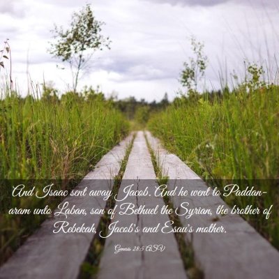 Picture 03 - Genesis 28:5 ASV - And Isaac sent away Jacob. And he went to - Bible Verse Picture