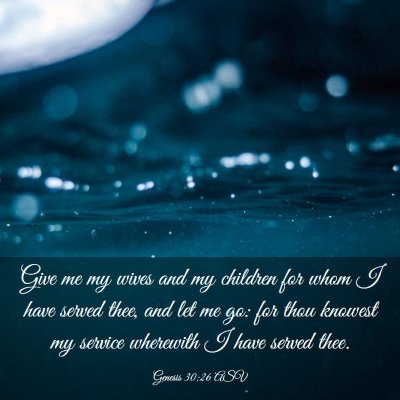 Picture 03 - Genesis 30:26 ASV - Give me my wives and my children for whom I have - Bible Verse Picture
