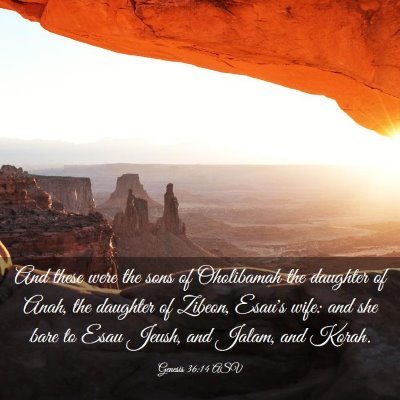 Picture 03 - Genesis 36:14 ASV - And these were the sons of Oholibamah the - Bible Verse Picture