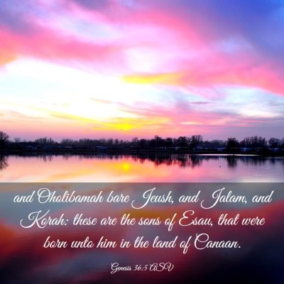 Picture 03 - Genesis 36:5 ASV - and Oholibamah bare Jeush, and Jalam, and Korah: - Bible Verse Picture