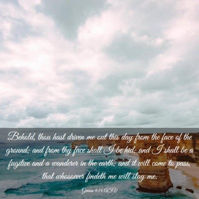 Picture 03 - Genesis 4:14 ASV - Behold, thou hast driven me out this day from the - Bible Verse Picture