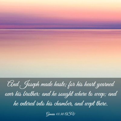 Picture 03 - Genesis 43:30 ASV - And Joseph made haste; for his heart yearned over - Bible Verse Picture