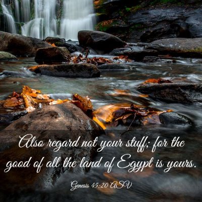 Picture 03 - Genesis 45:20 ASV - Also regard not your stuff; for the good of all - Bible Verse Picture