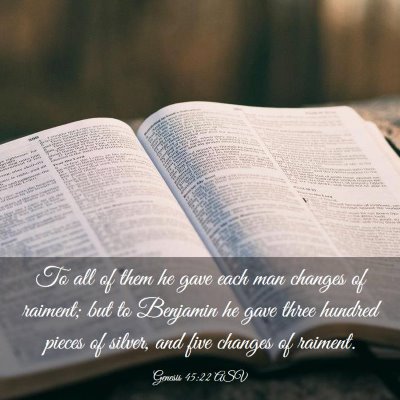 Picture 03 - Genesis 45:22 ASV - To all of them he gave each man changes of - Bible Verse Picture