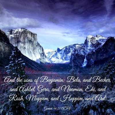 Picture 03 - Genesis 46:21 ASV - And the sons of Benjamin: Bela, and Becher, and - Bible Verse Picture
