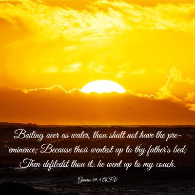 Picture 03 - Genesis 49:4 ASV - Boiling over as water, thou shalt not have the - Bible Verse Picture