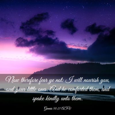 Picture 03 - Genesis 50:21 ASV - Now therefore fear ye not: I will nourish you, - Bible Verse Picture