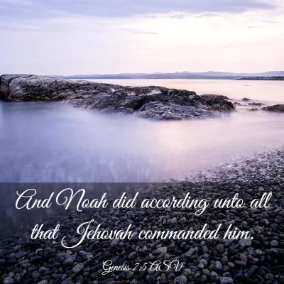 Picture 03 - Genesis 7:5 ASV - And Noah did according unto all that Jehovah - Bible Verse Picture