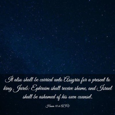 Picture 03 - Hosea 10:6 ASV - It also shall be carried unto Assyria for a - Bible Verse Picture