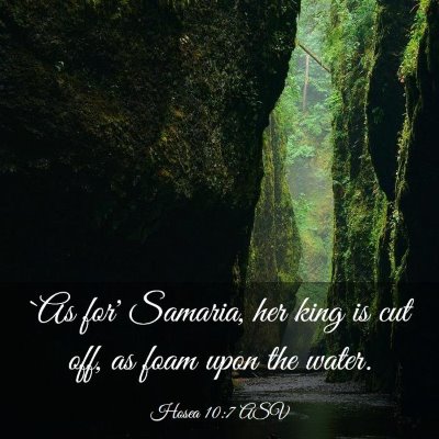 Picture 03 - Hosea 10:7 ASV - `As for' Samaria, her king is cut off, as foam - Bible Verse Picture