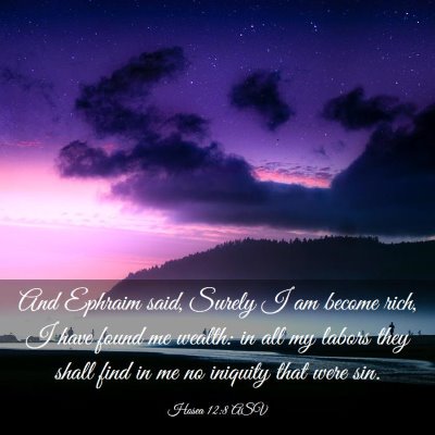 Picture 03 - Hosea 12:8 ASV - And Ephraim said, Surely I am become rich, I have - Bible Verse Picture
