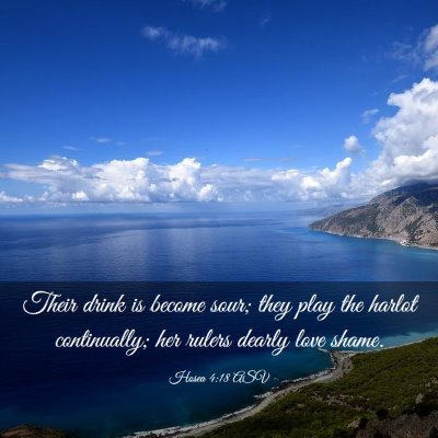 Picture 03 - Hosea 4:18 ASV - Their drink is become sour; they play the harlot - Bible Verse Picture