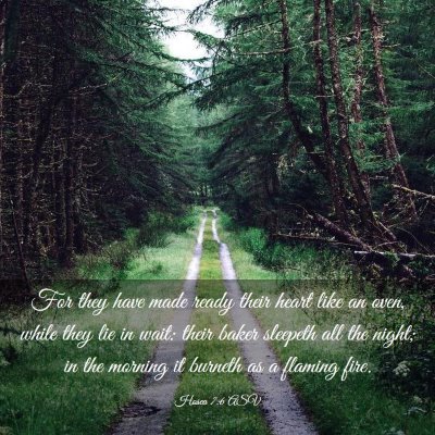 Picture 03 - Hosea 7:6 ASV - For they have made ready their heart like an - Bible Verse Picture