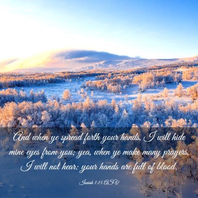 Picture 03 - Isaiah 1:15 ASV - And when ye spread forth your hands, I will hide - Bible Verse Picture