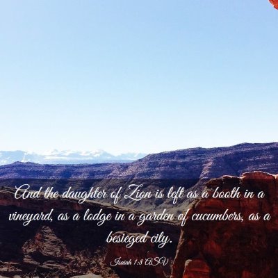 Picture 03 - Isaiah 1:8 ASV - And the daughter of Zion is left as a booth in a - Bible Verse Picture
