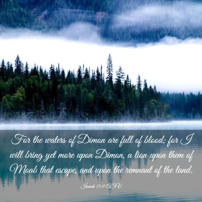 Picture 03 - Isaiah 15:9 ASV - For the waters of Dimon are full of blood; for I - Bible Verse Picture