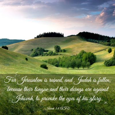 Picture 03 - Isaiah 3:8 ASV - For Jerusalem is ruined, and Judah is fallen; - Bible Verse Picture