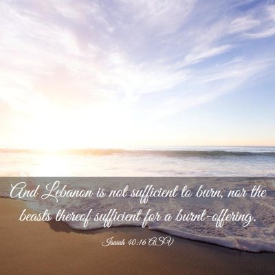 Picture 03 - Isaiah 40:16 ASV - And Lebanon is not sufficient to burn, nor the - Bible Verse Picture