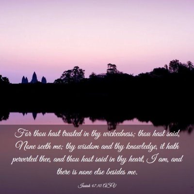 Picture 03 - Isaiah 47:10 ASV - For thou hast trusted in thy wickedness; thou - Bible Verse Picture