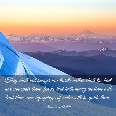Picture 03 - Isaiah 49:10 ASV - They shall not hunger nor thirst; neither shall - Bible Verse Picture