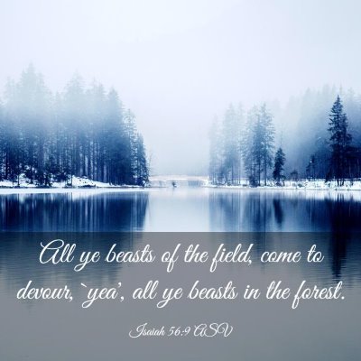 Picture 03 - Isaiah 56:9 ASV - All ye beasts of the field, come to devour, - Bible Verse Picture