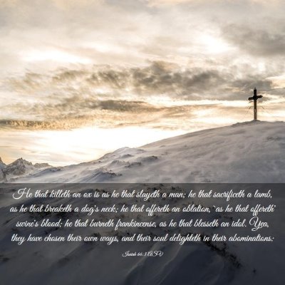 Picture 03 - Isaiah 66:3 ASV - He that killeth an ox is as he that slayeth a - Bible Verse Picture