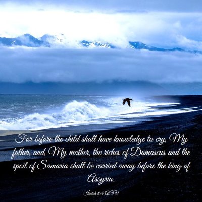 Picture 03 - Isaiah 8:4 ASV - For before the child shall have knowledge to cry, - Bible Verse Picture