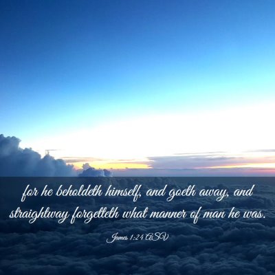 Picture 03 - James 1:24 ASV - for he beholdeth himself, and goeth away, and - Bible Verse Picture
