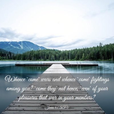 Picture 03 - James 4:1 ASV - Whence `come' wars and whence `come' fightings - Bible Verse Picture