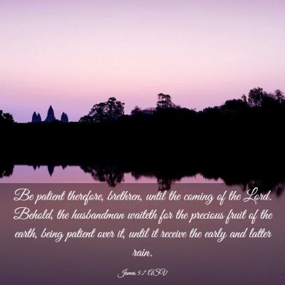 Picture 03 - James 5:7 ASV - Be patient therefore, brethren, until the coming - Bible Verse Picture