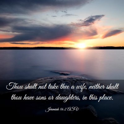 Picture 03 - Jeremiah 16:2 ASV - Thou shalt not take thee a wife, neither shalt - Bible Verse Picture