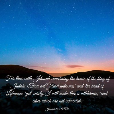 Picture 03 - Jeremiah 22:6 ASV - For thus saith Jehovah concerning the house of - Bible Verse Picture
