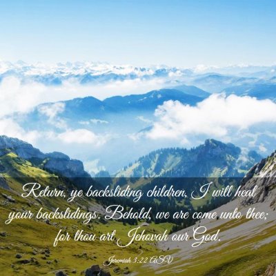 Picture 03 - Jeremiah 3:22 ASV - Return, ye backsliding children, I will heal your - Bible Verse Picture