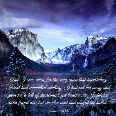 Picture 03 - Jeremiah 3:8 ASV - And I saw, when, for this very cause that - Bible Verse Picture