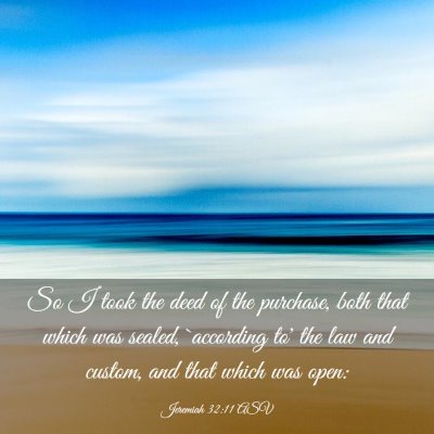 Picture 03 - Jeremiah 32:11 ASV - So I took the deed of the purchase, both that - Bible Verse Picture