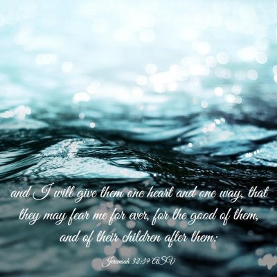 Picture 03 - Jeremiah 32:39 ASV - and I will give them one heart and one way, that - Bible Verse Picture