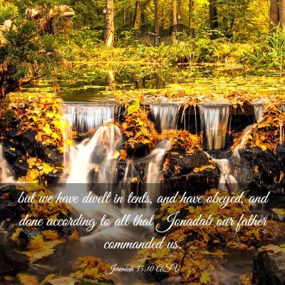 Picture 03 - Jeremiah 35:10 ASV - but we have dwelt in tents, and have obeyed, and - Bible Verse Picture