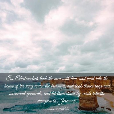 Picture 03 - Jeremiah 38:11 ASV - So Ebed-melech took the men with him, and went - Bible Verse Picture