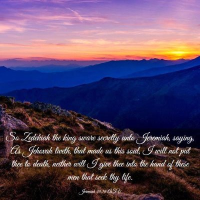 Picture 03 - Jeremiah 38:16 ASV - So Zedekiah the king sware secretly unto - Bible Verse Picture