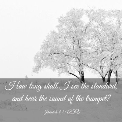 Picture 03 - Jeremiah 4:21 ASV - How long shall I see the standard, and hear the - Bible Verse Picture