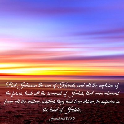 Picture 03 - Jeremiah 43:5 ASV - But Johanan the son of Kareah, and all the - Bible Verse Picture